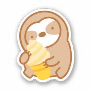 Schattige Vanille Ijsje Kegel Luiaard Sticker