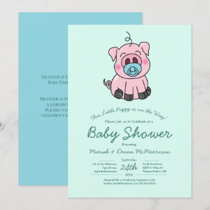 Schattige Varken Baby shower Kawaii Blue Boy Kaart
