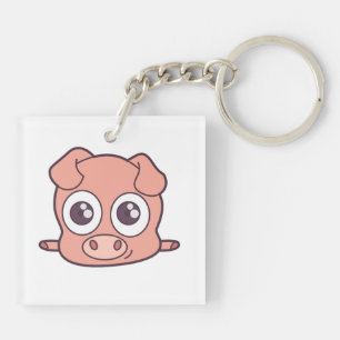 Schattige varken clipart sleutelhanger