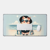 Schattige Varken in Polka Dot Zwempak op het stran Bureaumat (Keyboard & Muis)