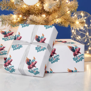 Schattige Varken met Kleurrijke vleugels Geloof Cadeaupapier