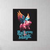 Schattige Varken met Kleurrijke vleugels | Geloof  Canvas Afdruk (Voorkant)