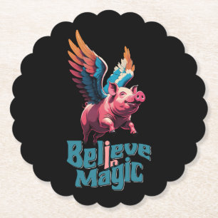 Schattige Varken met Kleurrijke vleugels   Geloof  Kartonnen Onderzetters