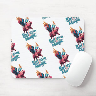 Schattige Varken met Kleurrijke vleugels   Geloof  Muismat