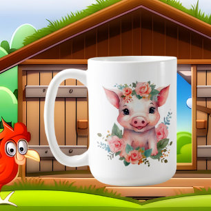 Schattige varken naam toevoegen koffiemok