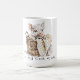 Schattige varkens vliegen misschien niet, maar ze koffiemok