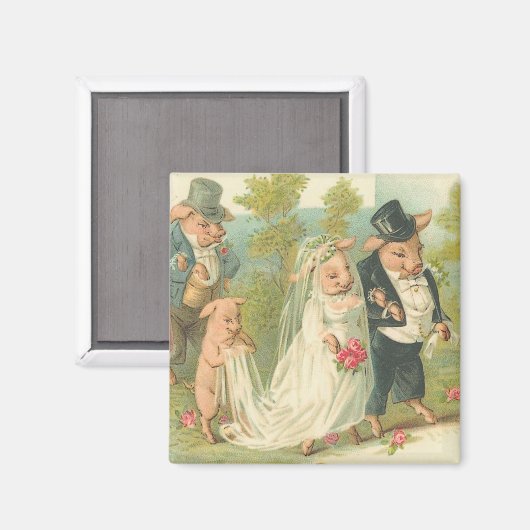 Schattige varkensbride en Groom Magnet Magneet (Voorkant / Achterkant)