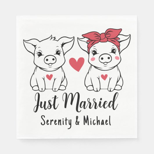 Schattige Varkensland bruiloft Boerderij net getro Servet (Voorkant)
