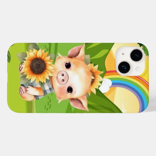 schattige varkensliefhebbers zonnebloem Case-Mate iPhone case (Achterkant (horizontaal))
