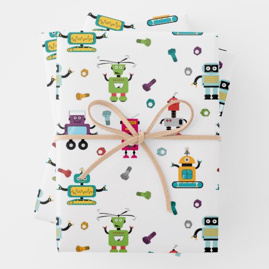 Schattige veelkleurig Robots Kinder Robot Pattern Inpakpapier Vel (In situ)
