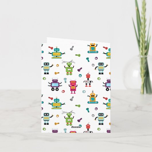 Schattige veelkleurig Robots Kinder Robot Pattern Kaart (Achterkant)