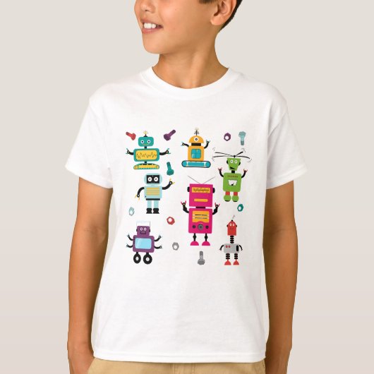 Schattige veelkleurig Robots Kinder Robot Pattern T-shirt (Voorkant)