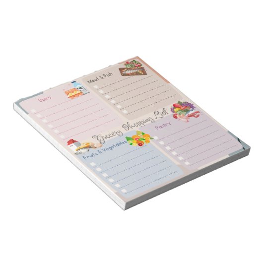 Schattige veelkleurige boodschappenlijst notitieblok (Schuin)