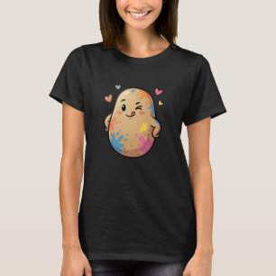 Schattige verfspat aardappel Kawaii pastel harten T-shirt