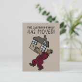 Schattige verhuisd Man nieuw adres Aankondigingskaart (Staand voorkant)