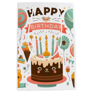 Schattige Verjaardag Cute Cake & Beer Medium Cadeauzakje