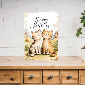 Schattige Verjaardag Kat Feestdagen Kaart