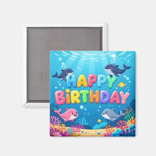 Schattige verjaardag zee dolfijn magneet