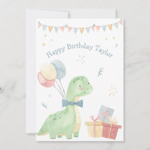 Schattige Verjaardags Dinosaurus Feestje Feestdagenkaart