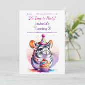 Schattige verjaardagsfeestje met Chinchilla-thema Kaart (Staand voorkant)