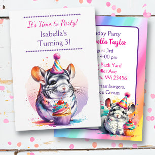 Schattige verjaardagsfeestje met Chinchilla-thema Kaart
