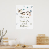 Schattige verjaardagsfeestje voor de Arctische win Poster (Keuken)