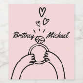 Schattige Verlovingen ring Wijn Etiket (Enkel label)