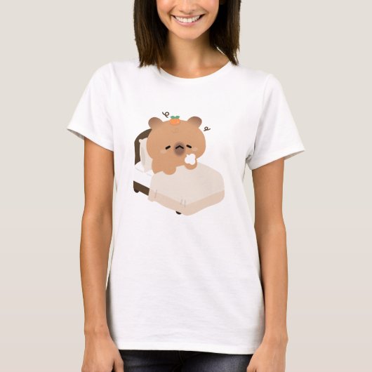 Schattige Vermoeide Capybara T-shirt (Voorkant)