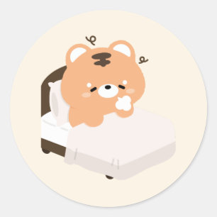 Schattige Vermoeide Tijger Ronde Sticker