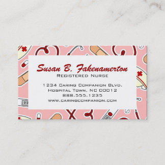 Schattige verpleegkundige of verzorger Roze Visite Visitekaartje