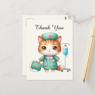 Schattige verpleegster dank je kat briefkaart