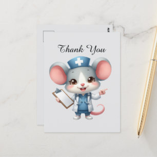 Schattige verpleegster dank je muis briefkaart