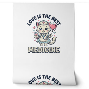 Schattige Verpleegster Kat Liebe Is de Beste Medic Behang