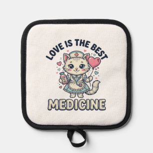 Schattige Verpleegster Kat Liebe Is de Beste Medic Pannenlap