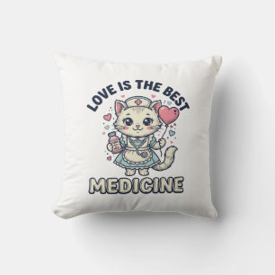 Schattige Verpleegster Kat Lieverd Is de Beste Med Kussen