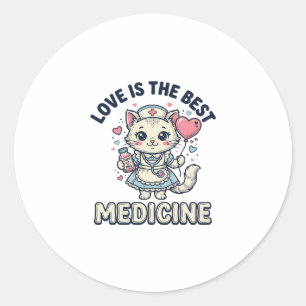 Schattige Verpleegster Kat Lieverd Is de Beste Med Ronde Sticker