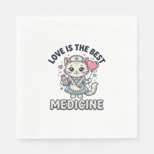 Schattige Verpleegster Kat Lieverd Is de Beste Med Servet
