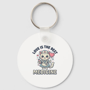Schattige Verpleegster Kat Lieverd Is de Beste Med Sleutelhanger
