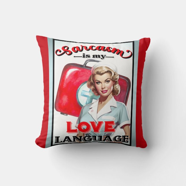 Schattige Verpleegster Pinup_ Liefde Taal Kussen (Voorkant)