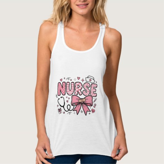 Schattige Verpleegster Strik Hart Vector Shirt Ont (Voorkant)