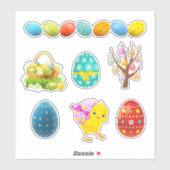 Schattige versierd paasei sticker (Vel)