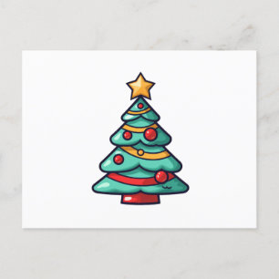 Schattige versierde kerstboomkunst feestdagenkaart