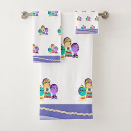 Schattige vervoer karikatuur Kinder handdoek set