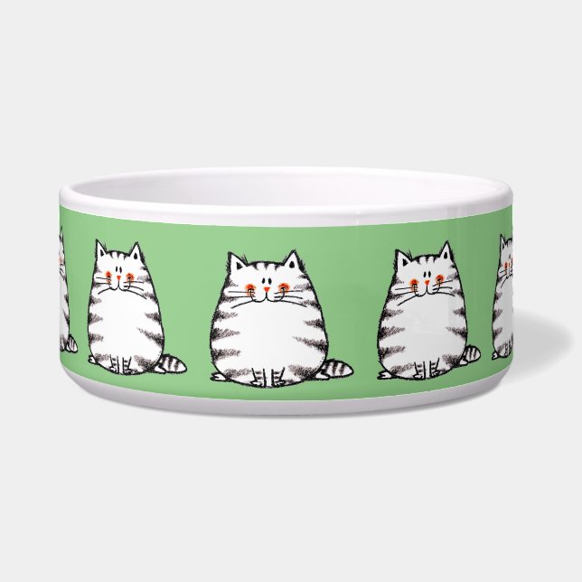 schattige vetkat voerbakje (Voorkant)