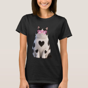 Schattige Vette Zwarte Kat Vader Moeder Harten Zon T-shirt