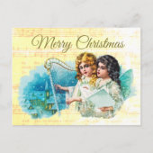 Schattige  Victoriaans Kerstengelen zingen Briefkaart (Voorkant)