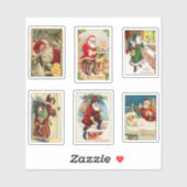 Schattige  Victoriaans Kerstmis Santa Kaarten Sticker (Vel)