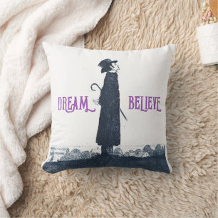 Schattige Victoriaans Man Dream Believe Quote Kussen
