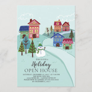 Schattige Village Holiday Open House Uitnodiging