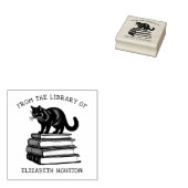 Schattige vintage bibliotheekkat 	rubberstempel (Gestempeld)